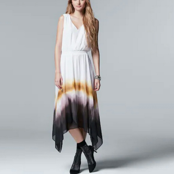 Simply Vera Wang Ombre maxi dress Gold Brown White Purple Black XS - Picture 2 of 6